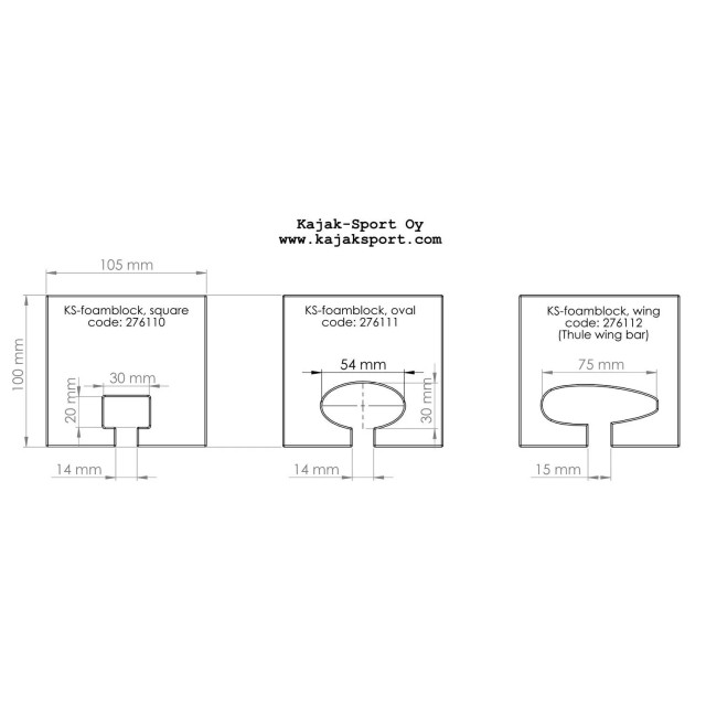 <KAJAKSPORT> 車頂架泡棉緩衝墊 (一對) 海洋獨木舟 輕艇
